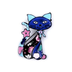 Broșă metalică câine, pisică - Albastru delta (1 Bucată)