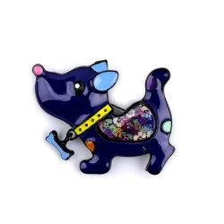 Broșă metalică câine, pisică - Albastru închis (1 Bucată)