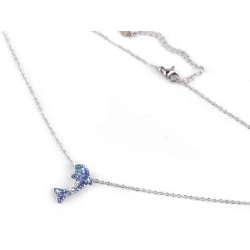 Colier delfin din oțel inoxidabil cu strasuri - Albastru delta (1 Bucată)