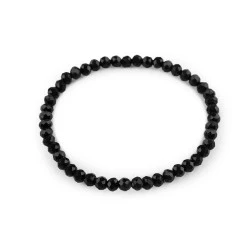 Bratara elastica cu margele fatetate - Negru (1 Bucată)