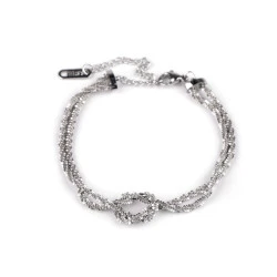 Bratara dubla din otel inoxidabil cu nod - Argintiu (1 Bucată)