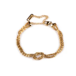Bratara dubla din otel inoxidabil cu nod - Auriu (1 Bucată)