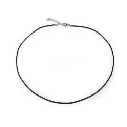 Snur din piele cu carabina din inox, lungime 46 cm - Negru (1 Bucată)