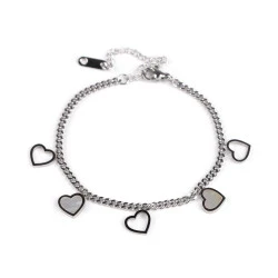 Bratara inima din otel inoxidabil - Argintiu (1 Bucată)