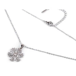 Colier fulg de nea din otel inoxidabil cu strasuri - Cristal (1 Bucată)