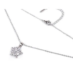Colier fulg de nea din otel inoxidabil cu strasuri - Cristal (1 Bucată)