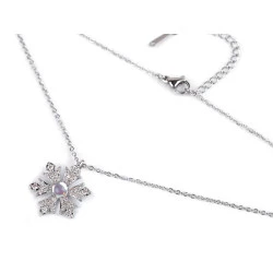 Colier fulg de nea din otel inoxidabil cu strasuri - Cristal (1 Bucată)