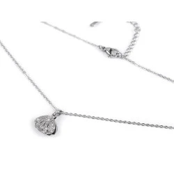 Colier din oțel inoxidabil scoică cu perlă - Argintiu (1 Bucată)