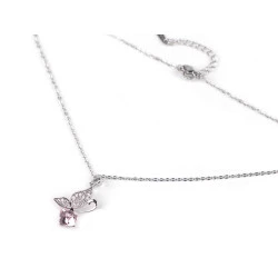 Colier fluture din oțel inoxidabil cu strasuri - Rose (1 Bucată)