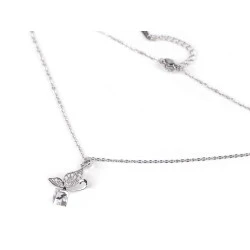 Colier fluture din oțel inoxidabil cu strasuri - Cristal (1 Bucată)