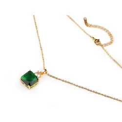 Colier din oțel inoxidabil cu strasuri - Emerald (1 Bucată)