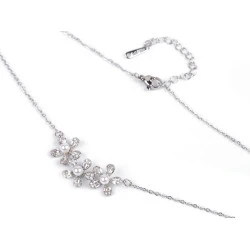Colier din oțel inoxidabil flori cu strasuri - Argintiu (1 Bucată)