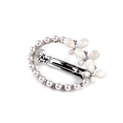 Clamă de păr cu perle - Alb (1 Bucată)