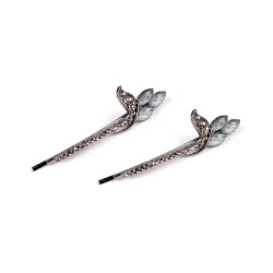 Agrafe / ace de păr cu strasuri - Gri albăstrui deschis (2 Bucăți)