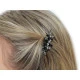 Agrafă de păr cu flori cu strasuri - Negru (1 Bucată)