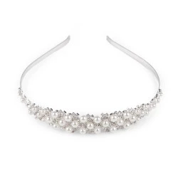 Bentiță de păr cu strasuri și perle - Cristal (1 Bucată)