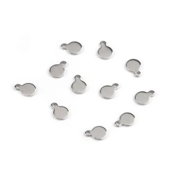Pandantiv / componenta pentru realizarea bijuteriilor din inox cu marca s.steel - Platinum (10 Bucăți)