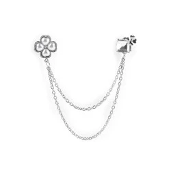 Broșă cu lanț / broșă cardigan cu strasuri - Argintiu (1 Bucată)