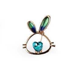 Broșă iepuraș cu strasuri - Blue zirkon (1 Bucată)