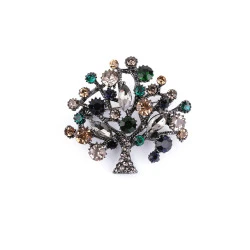 Brosa cu strasuri arborele vietii - Emerald (1 Bucată)