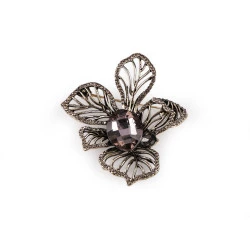 Brosa cu strasuri si piatra - Antracit (1 Bucată)