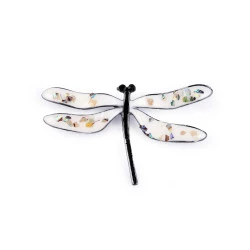 Brosa libelula decorata cu fulgi sidefati - Alb (1 Bucată)