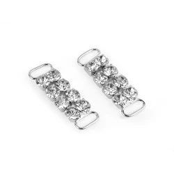 Decorațiune cu strasuri pentru îmbrăcăminte și accesorii 12x37 mm - Argintiu (10 Bucăți)