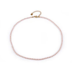 Colier de perle realizat din mărgele în formă bob de orez - Pudrat deschis (1 Bucată)