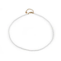 Colier de perle realizat din mărgele în formă bob de orez - Alb (1 Bucată)