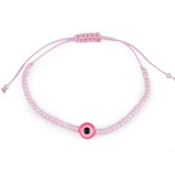 Brățară shamballa ochiul lui allah - Roz foarte deschis (1 Bucată)