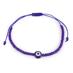 Brățară shamballa ochiul lui allah - Albastru afină (1 Bucată)