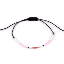 Brățară shamballa cu mărgele de nisip - Roz deschis (1 Bucată)