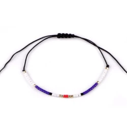 Brățară shamballa cu mărgele de nisip - Albastru afină (1 Bucată)