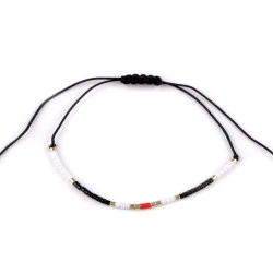 Brățară shamballa cu mărgele de nisip - Negru (1 Bucată)