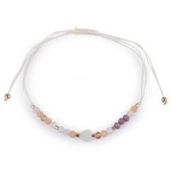 Brățară shamballa cu inimă și strasuri efect ab - Alb (1 Bucată)