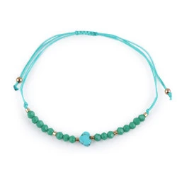 Brățară shamballa cu inimă și strasuri efect ab - Turcoaz verde (1 Bucată)