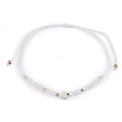 Brățară shamballa cu inimă și strasuri efect ab - Alb (1 Bucată)