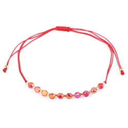 Brățară shamballa cu strasuri și efect ab - Roșu (1 Bucată)