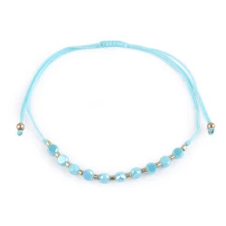 Brățară shamballa cu strasuri și efect ab - Albastru azur (1 Bucată)
