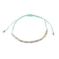 Brățară shamballa cu mărgele fațetate și efect ab - Verde salvie deschis (1 Bucată)