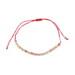 Brățară shamballa cu mărgele fațetate și efect ab - Roșu (1 Bucată)