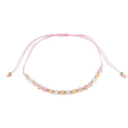 Brățară shamballa cu mărgele fațetate și efect ab - Roz foarte deschis (1 Bucată)