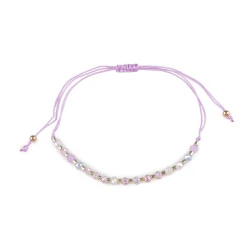 Brățară shamballa cu mărgele fațetate și efect ab - Mov liliachiu (1 Bucată)