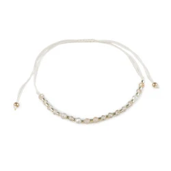 Brățară shamballa cu mărgele fațetate și efect ab - Crem deschis (1 Bucată)