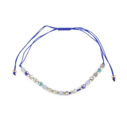 Brățară shamballa cu mărgele fațetate și efect ab - Albastru delta (1 Bucată)