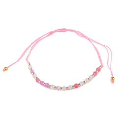 Brățară shamballa cu mărgele fațetate și efect ab - Roz mediu (1 Bucată)
