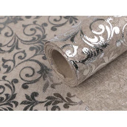 Imitație iută, imprimeu floral, lățime 24 cm - Ecru deschis (1 Metru)
