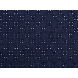 Madeira de bumbac cu broderie florală - Albastru închis (1 Metru)