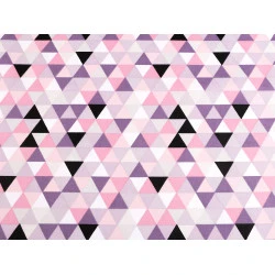 Material bumbac imprimat, motive geometrice - Roz deschis (1 Metru)