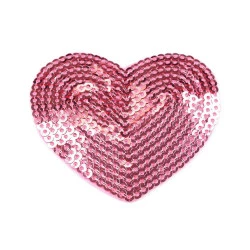 Aplicație termoadezivă - inimă cu paiete - Roz deschis (1 Bucată)